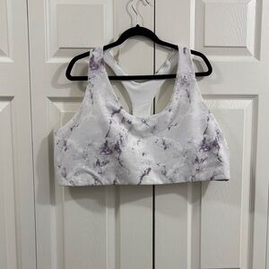 Old Navy Marble-Print Racerback Sports Bra - White & Purple